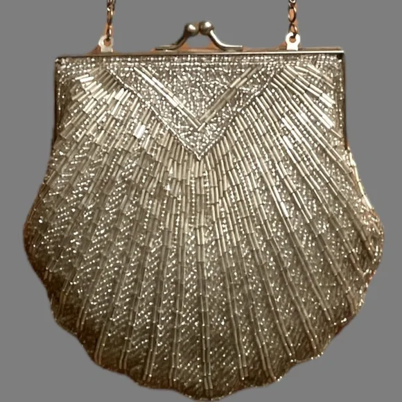 Vintage Silver Beaded Evening Bag - Picture 1 of 6